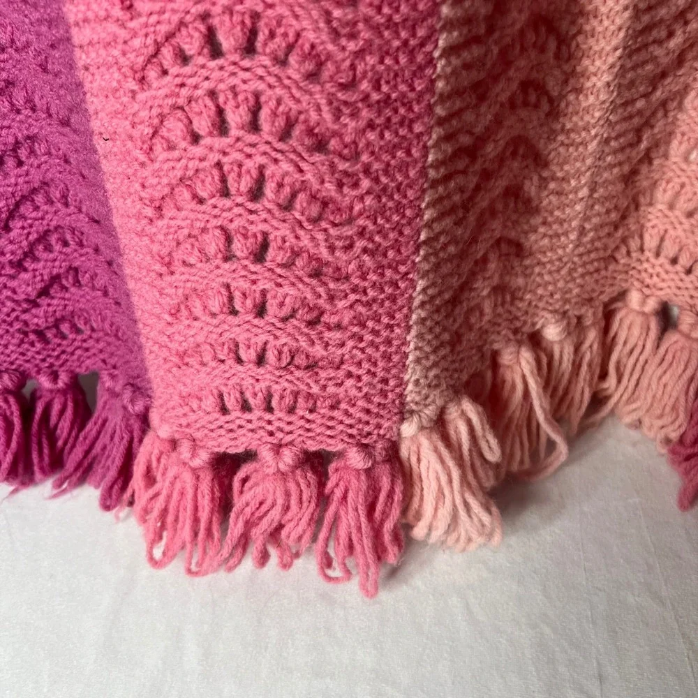 Vintage Handmade Pink Crochet Alfghan Throw Blanket | 40